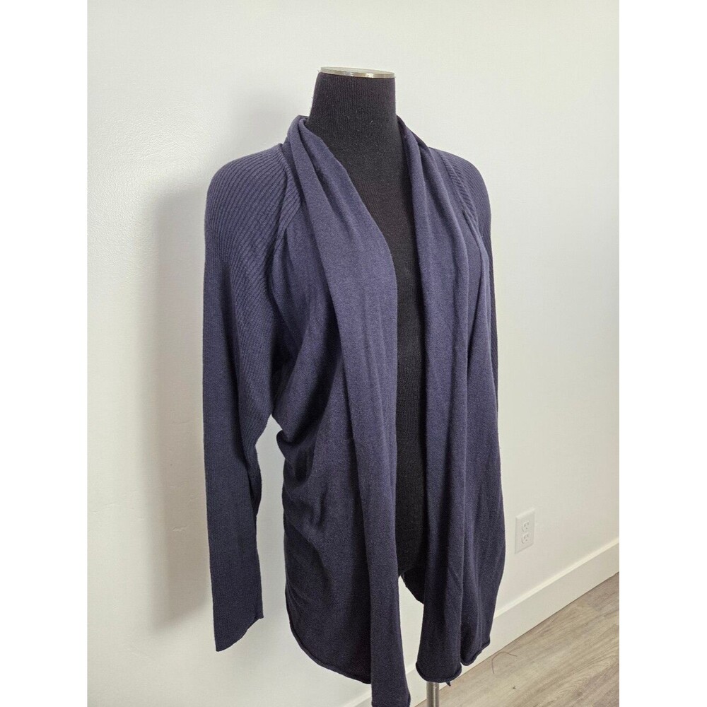 Stylus Navy Blue Wool Blend Cardigan Lightweight Waterfall Lounge Lagenlook XL